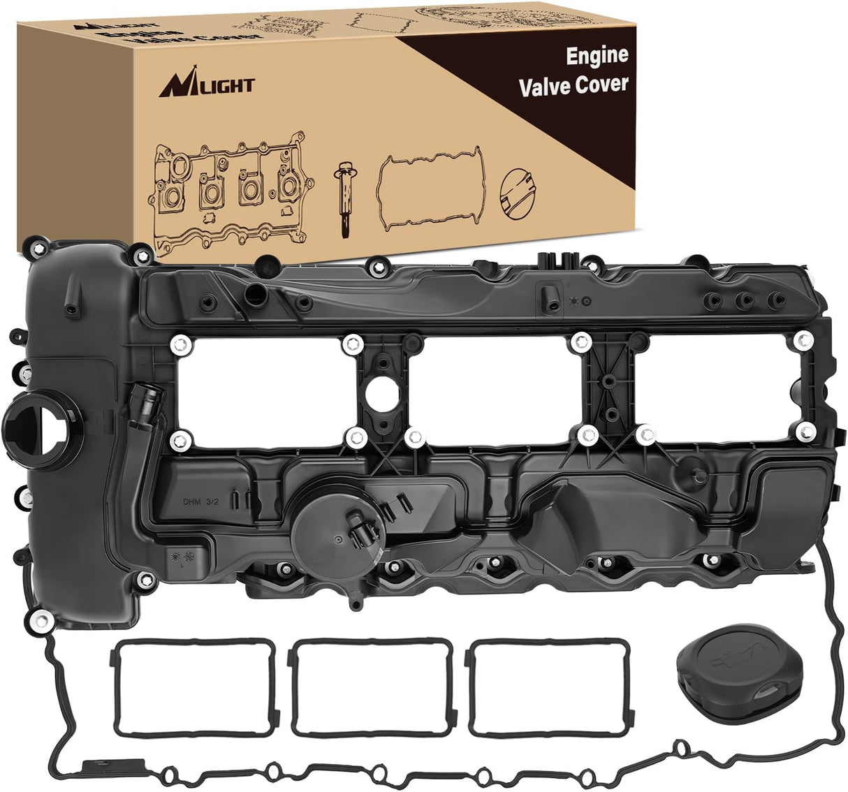 N55 Engine Valve Cover with Gasket, Bolts, Oli Cap for BMW 2011-2019 Model - 135i 335i 535i 640i X3 X5 X6 M2 M135i (xDrive) ActiveHybrid Series - 3.0L Turbo, Replace# 11127570292