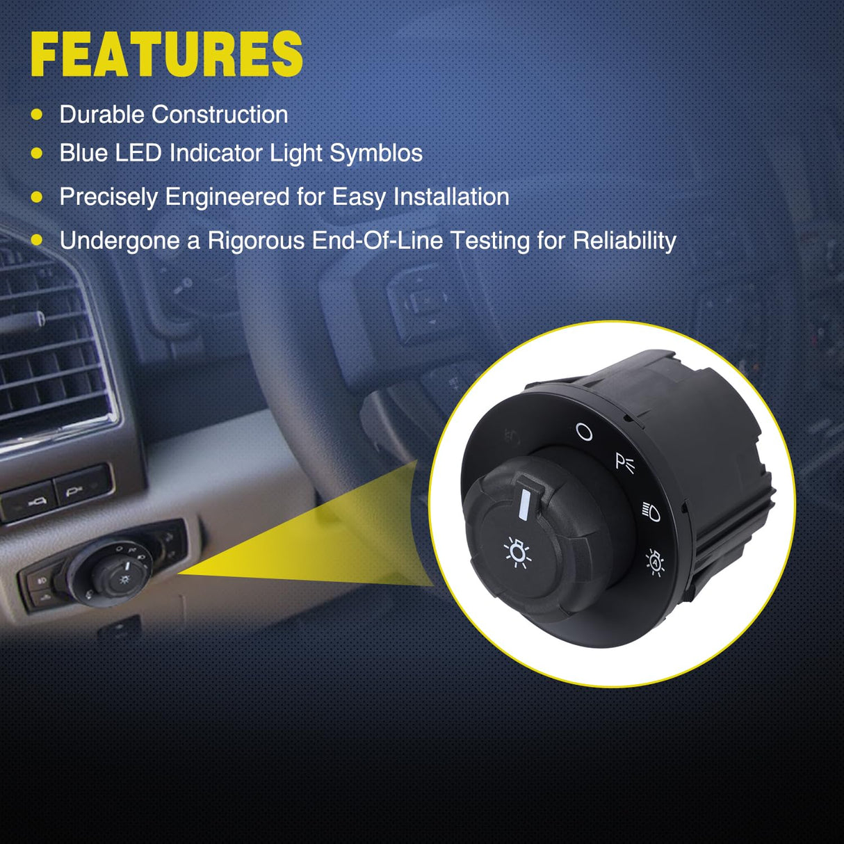 Headlight Dimmer Switch Compatible with 2009 2010 2011 2012 2013 2014 2015 2016 2017 2018 2019 Ford F150 2011-2019 Ford F250 F350 F450 F550 Super Duty 2010-2014 Lincoln Mark LT W/Fog Lights