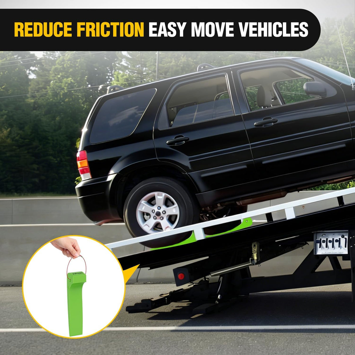 Combinable Tire Skates 4Pack – Rollback Tow Truck & Flatbed Carrier Accessories, Low Friction Skids for Locked Wheel Towing & Disabled Vehicle Recovery, 4000 lbs, Green