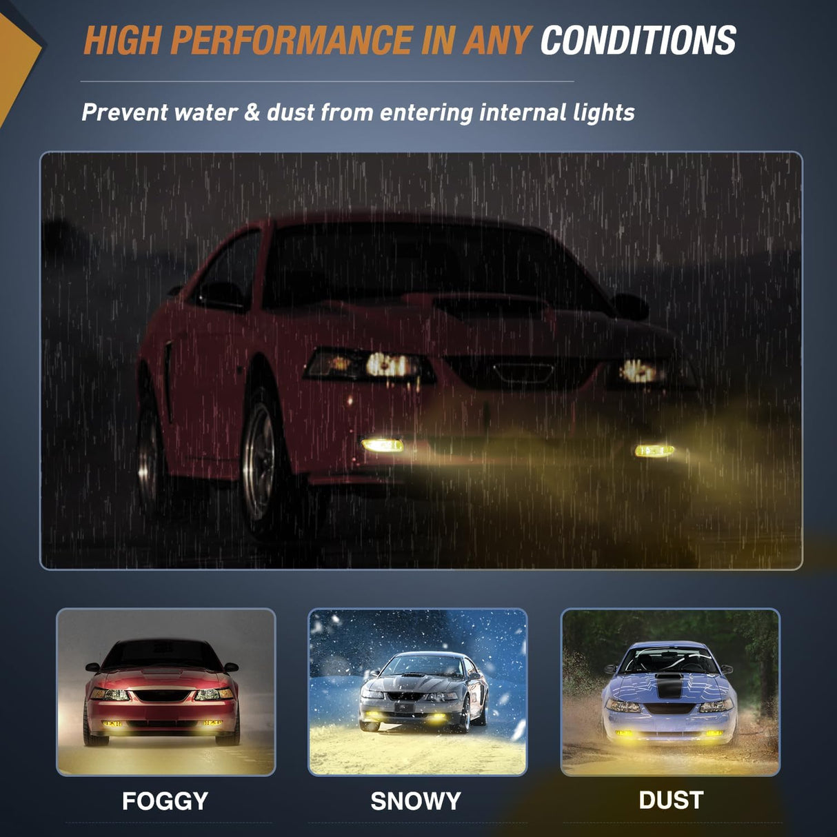 1999-2004 Ford Mustang Fog Lights Assembly Amber Lens 880 27W Bulbs Nilight