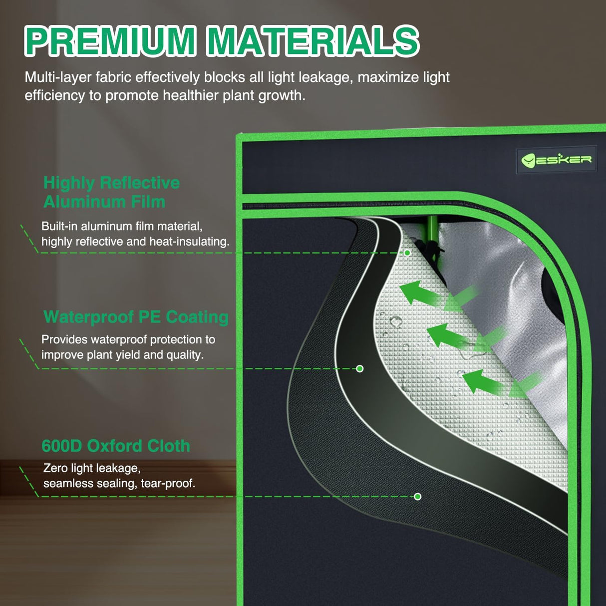 5x5 Grow Tent 60 Inchx60 Inchx80 Inch High Reflective Mylar Large Indoor Growing Tents 600D Oxford Cloth with Observation Window and Removable Floor Tray for Hydroponics Indoor Plants Fruit Flower Growing