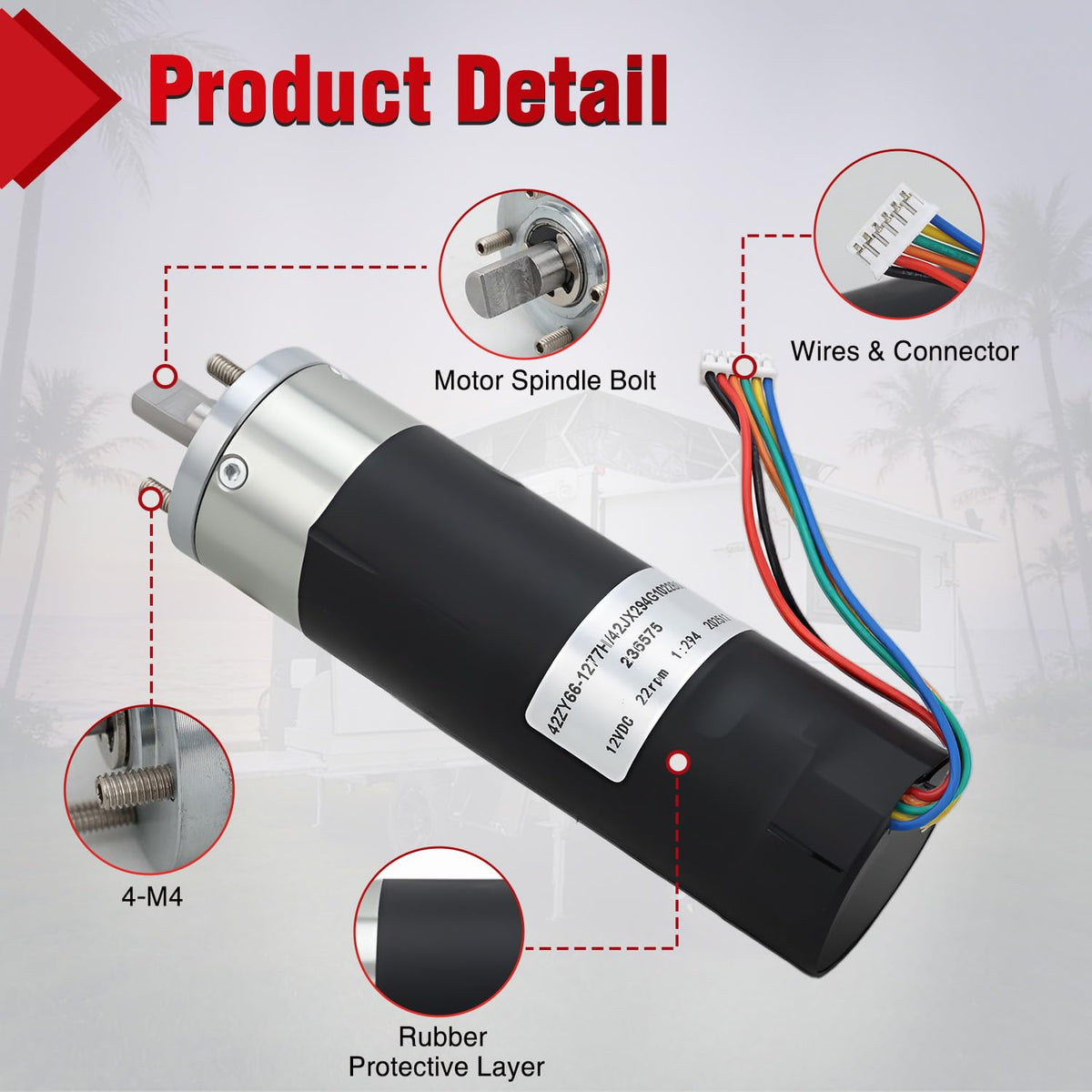 236575 RV in-Wall Slide-Out Motor for Lippert Schwintek 300:1 | Compatible with Lippert Schwintek in Wall Slide System 300:1 High Torque Gear Ratio IG-42 10mm for Travel Trailer Camper