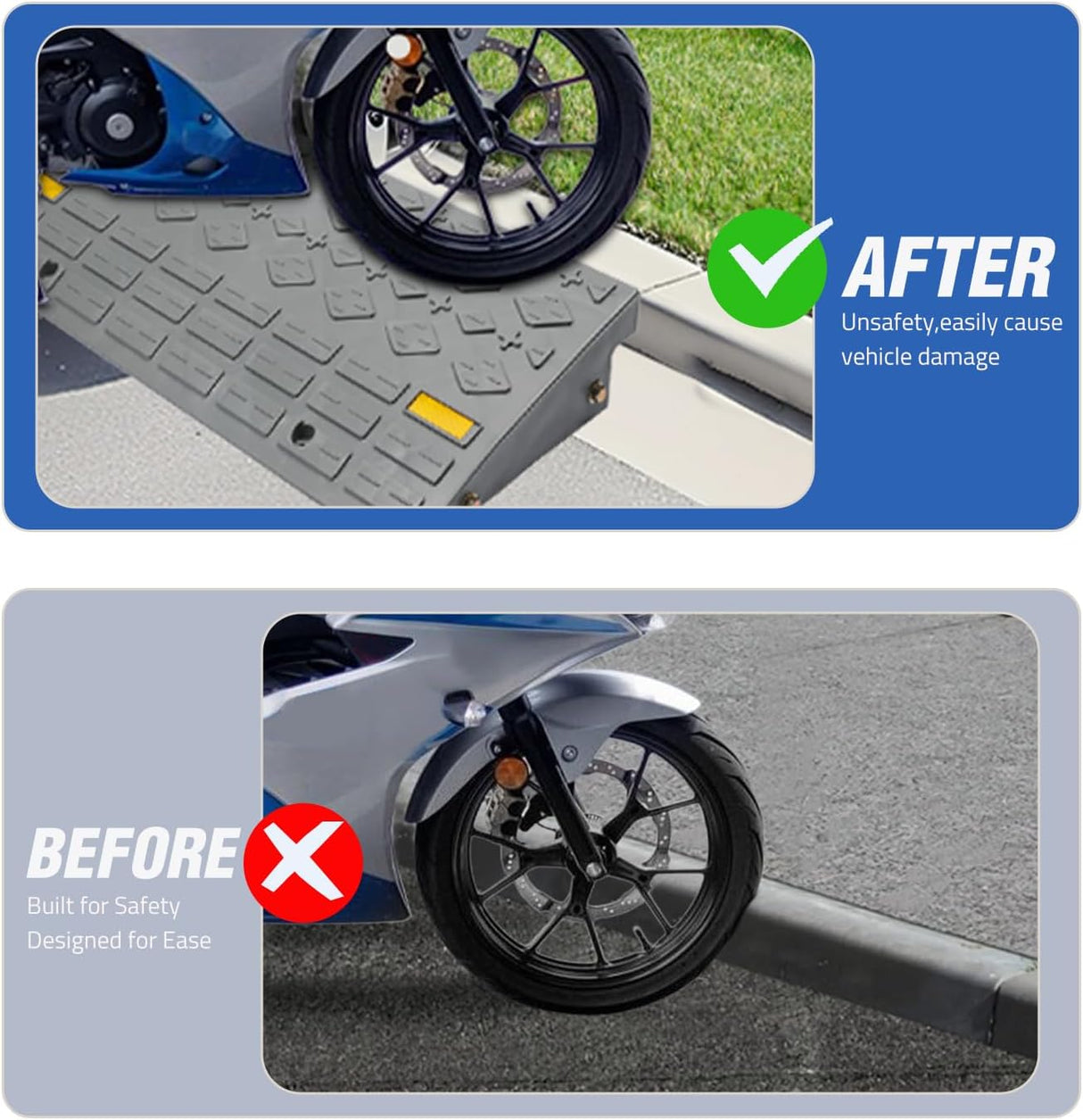 Curb Ramps 2 Pack, 3.9 inch Rise Durable Plastic Threshold Driveway Step Ramp for Scooter, Bikes, Motorcycle, Dolly, Lawn Mower