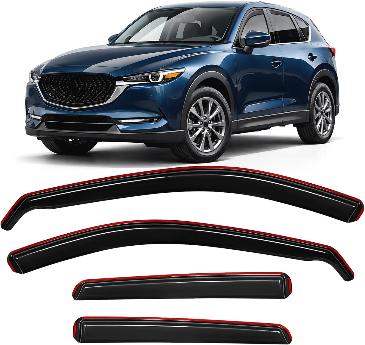 in-Channel Rain Guards for Mazda CX-5 2017-2026, Smoke Tinted Vent Visors, Durable Window Deflectors for Fresh Air Circulation, 4PCS