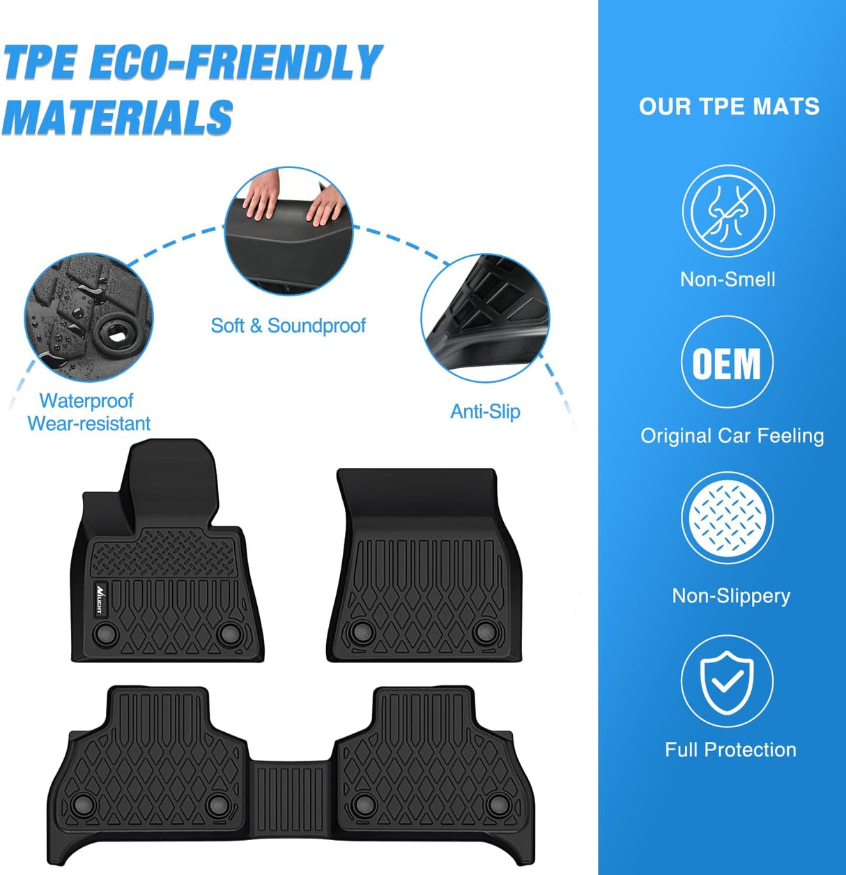 TPE Floor Mats for BMW X5 G05 (5 Seaters Only) 2019 2020 2021 2022 2023 2024 2025 2026, All Weather Custom Fit Heavy Duty Floor Liners
