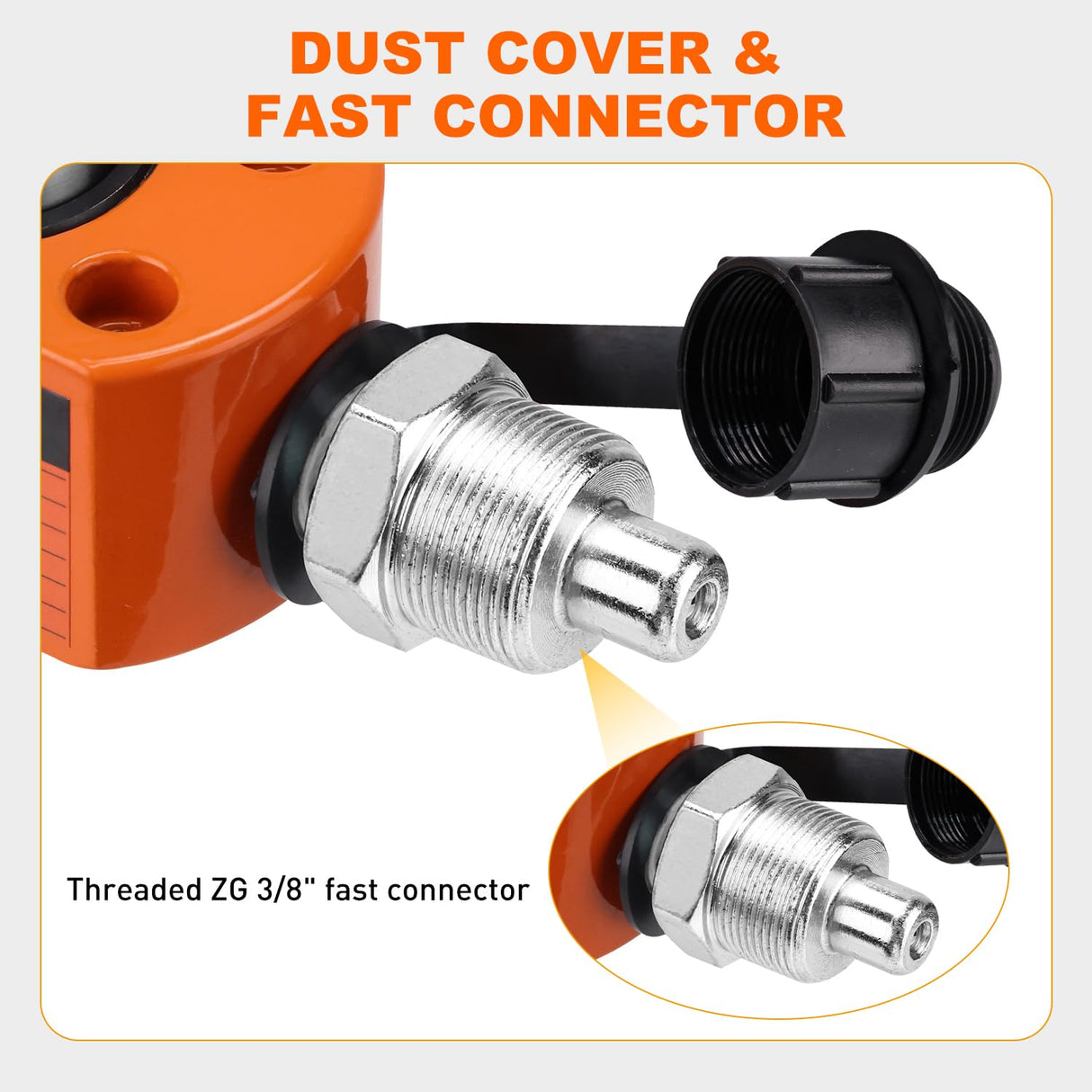 5 Ton Hydraulic Cylinder Jack Porta Power Ram, Heavy Duty Low Profile 0.24 Inch Stroke Automatically Retract Mini Jack Ram Single Acting Lifting Cylinders Small Porta Power Attachments, Orange