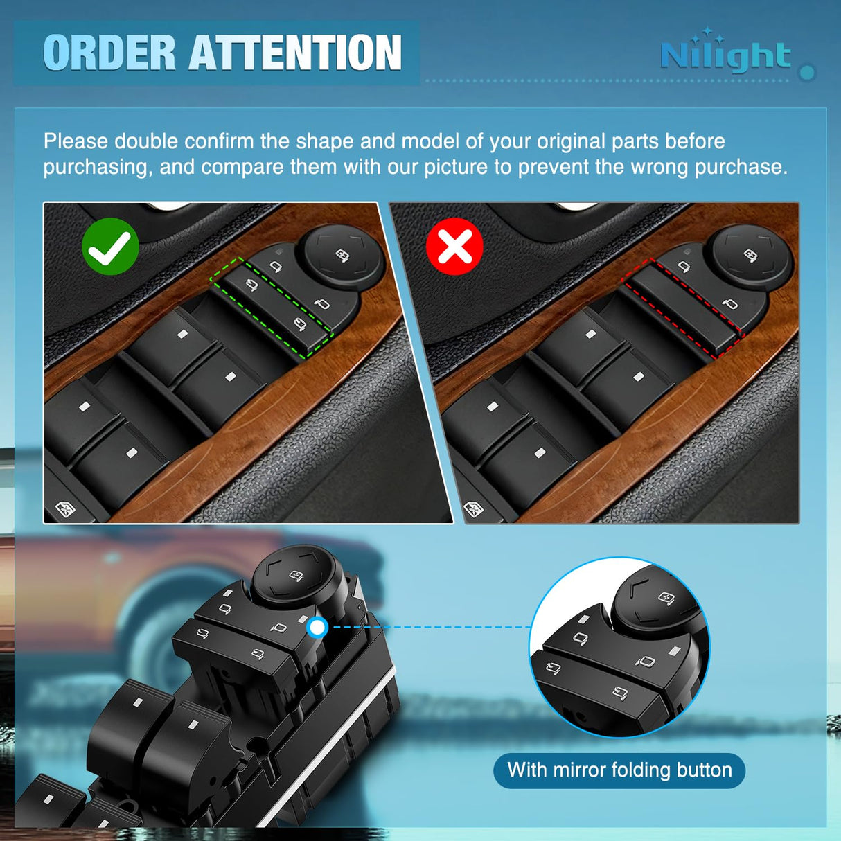 Driver Power Window Switch for 2007-2014 Chevrolet/GMC | for 2007 2008 2009 2010 2011 2012 2013 Chevrolet Avalanche/Silverado /Suburban Tahoe GMC Sierra 15093440 20835553 1S15711