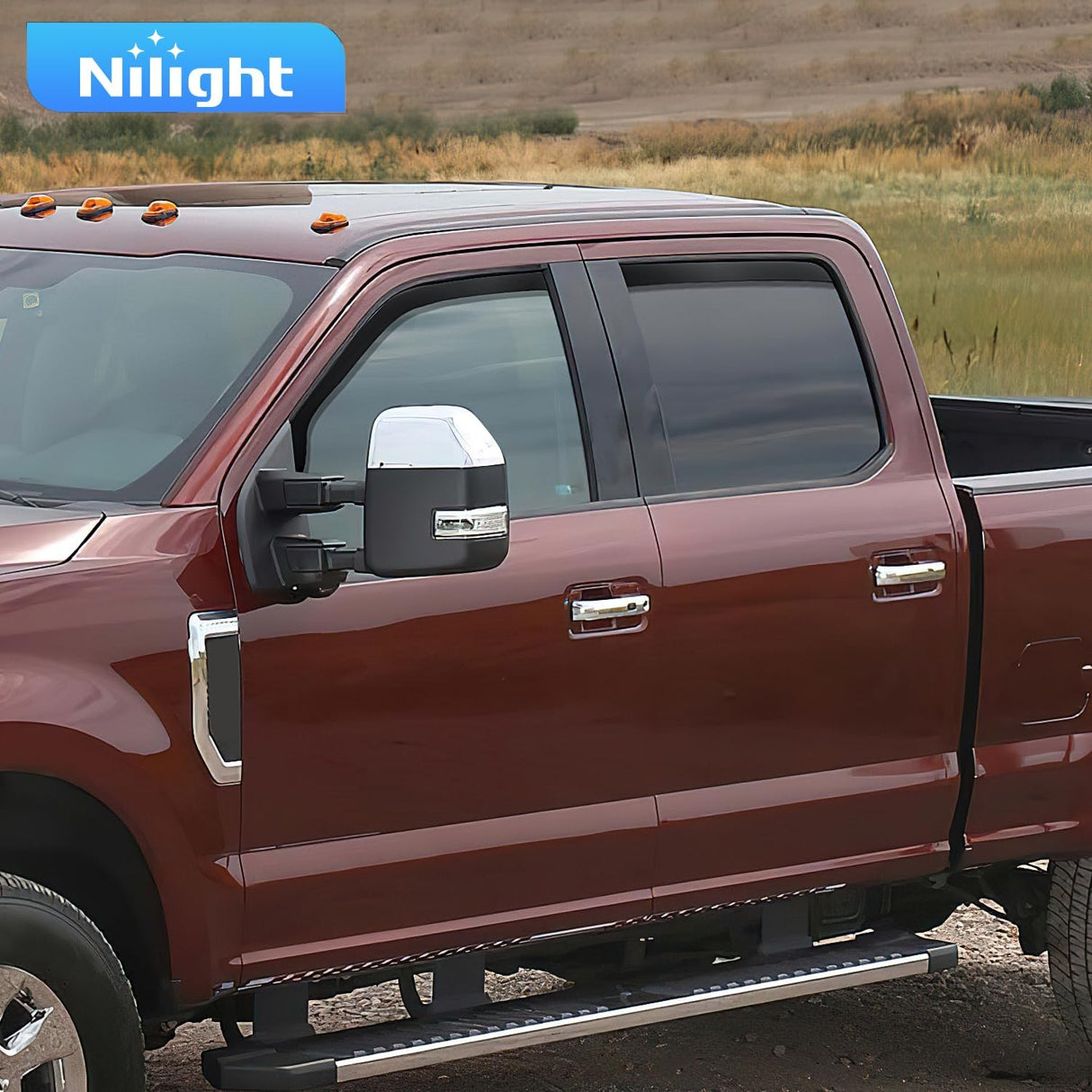 in-Channel Window Visors for Ford F250 F350 F450 F550 Super Duty Crew Cab 2017–2022, Inside Mount Rain Guards, Smoke Tinted Window Deflectors, Wind & Rain Protection, 4PCS