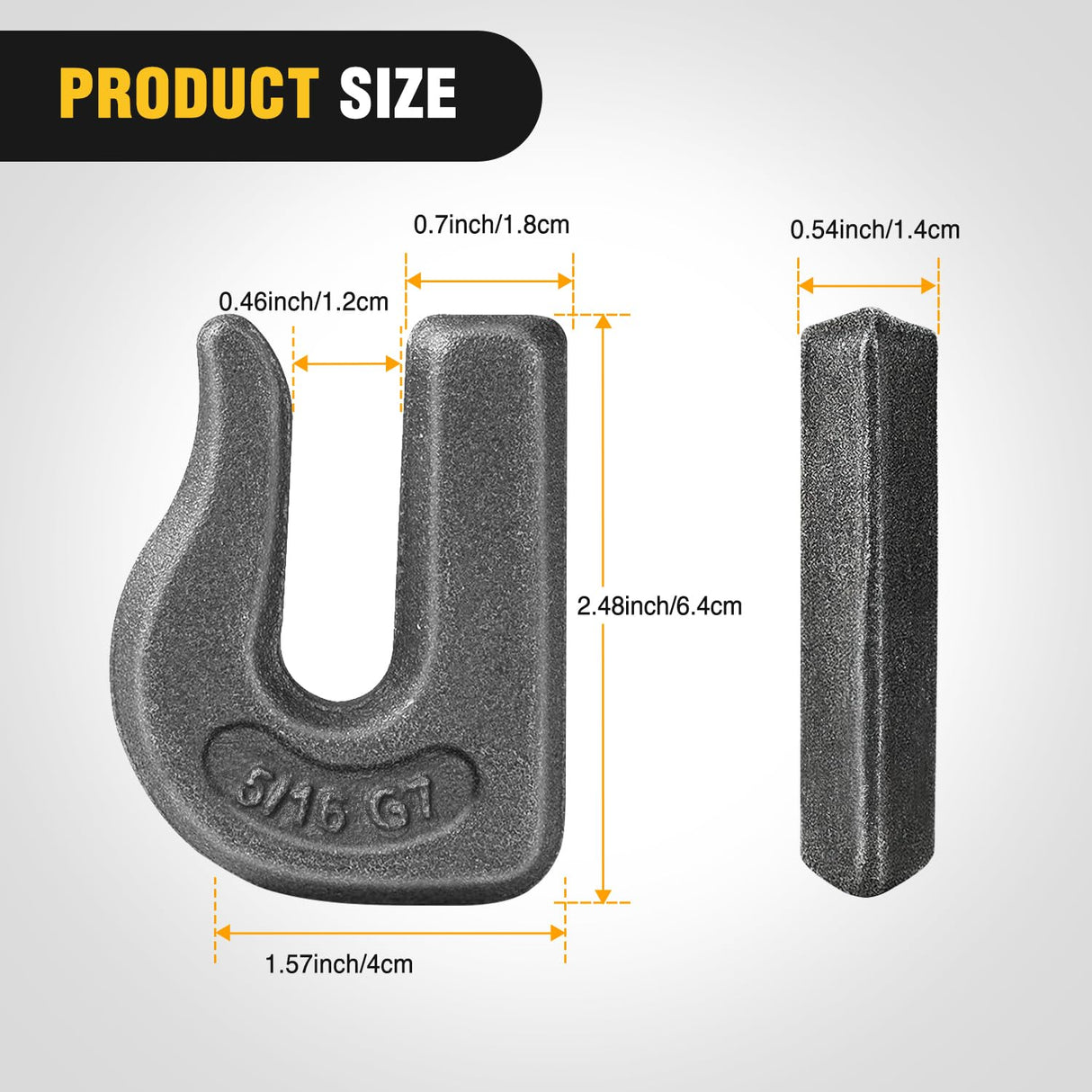 4PCS Weld-On Forged Clevis Grab Chain Hooks 5/16 Inch Heavy Duty Forged Grade 70 Grade Utility Hook Weldable for Trailer Truck, Rigging, Car, SUV, RV, UTV, Tractors Work Loading Capacity 4700 LBS