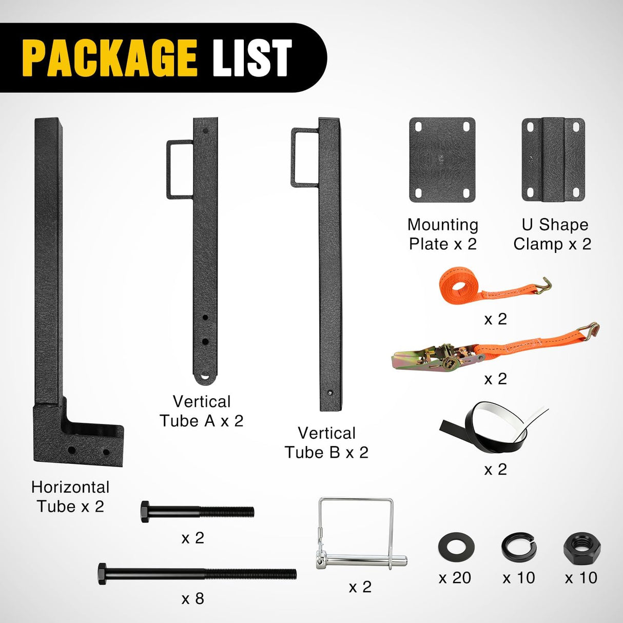 Portable RV Waste Tank Holder 2 Pack, Heavy Duty Adjustable RV Bumper Tote Tank Carrier for 4 Inch-4.5 Inch Square RV Bumpers, with Non-Slip Pads & 2 Ratchet Straps, Black