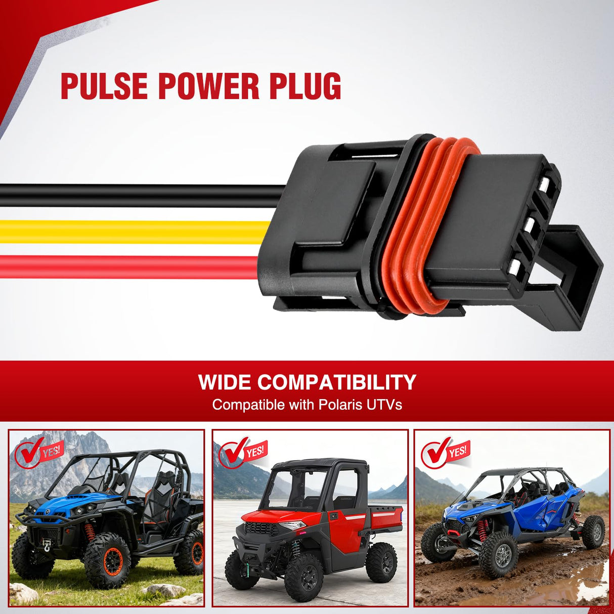 16AWG Spot Lights Wiring Harness Kit with Pulse Power Plug | Connector 12V On Off 5Pin Rocker Switch Relay Fuse for Polaris RZR General Ranger Pulse Bus bar - 2 Leads Blue