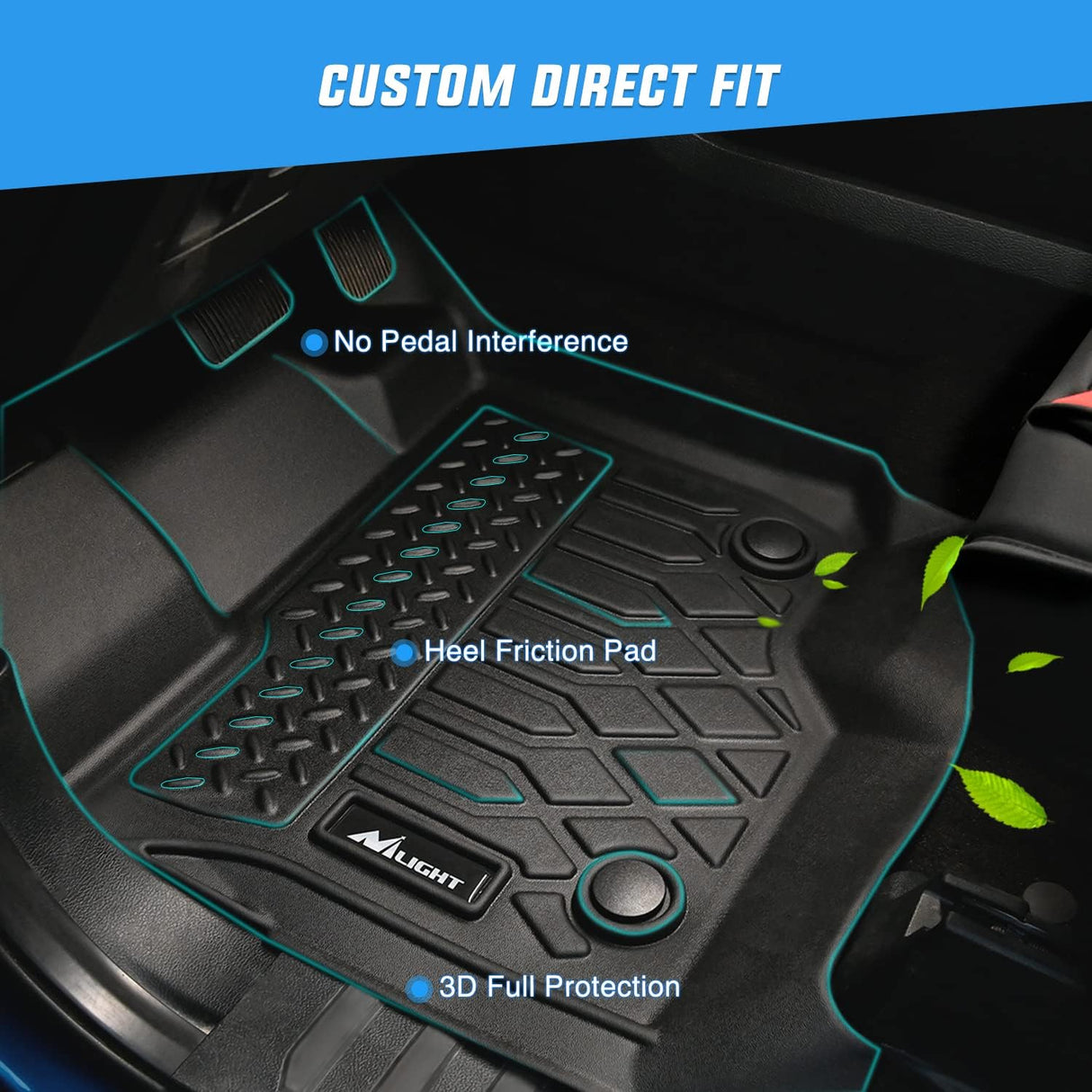 TPE Floor Mats for Honda Passport 2019 2020 2021 2022 2023 2024 2025 All Weather Custom Fit Heavy Duty Floor Liners