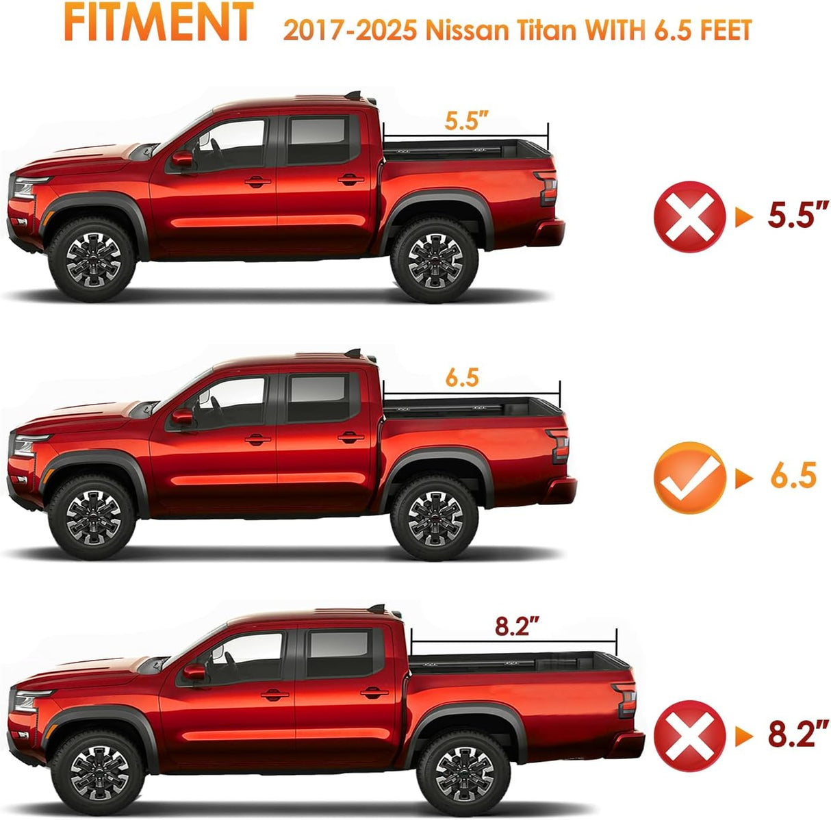 Soft Roll-Up Truck Bed Tonneau Cover for Nissan Titan 2017-2026 6.5ft Bed, Waterproof Low Profile Vinyl Pickup Bed Cover