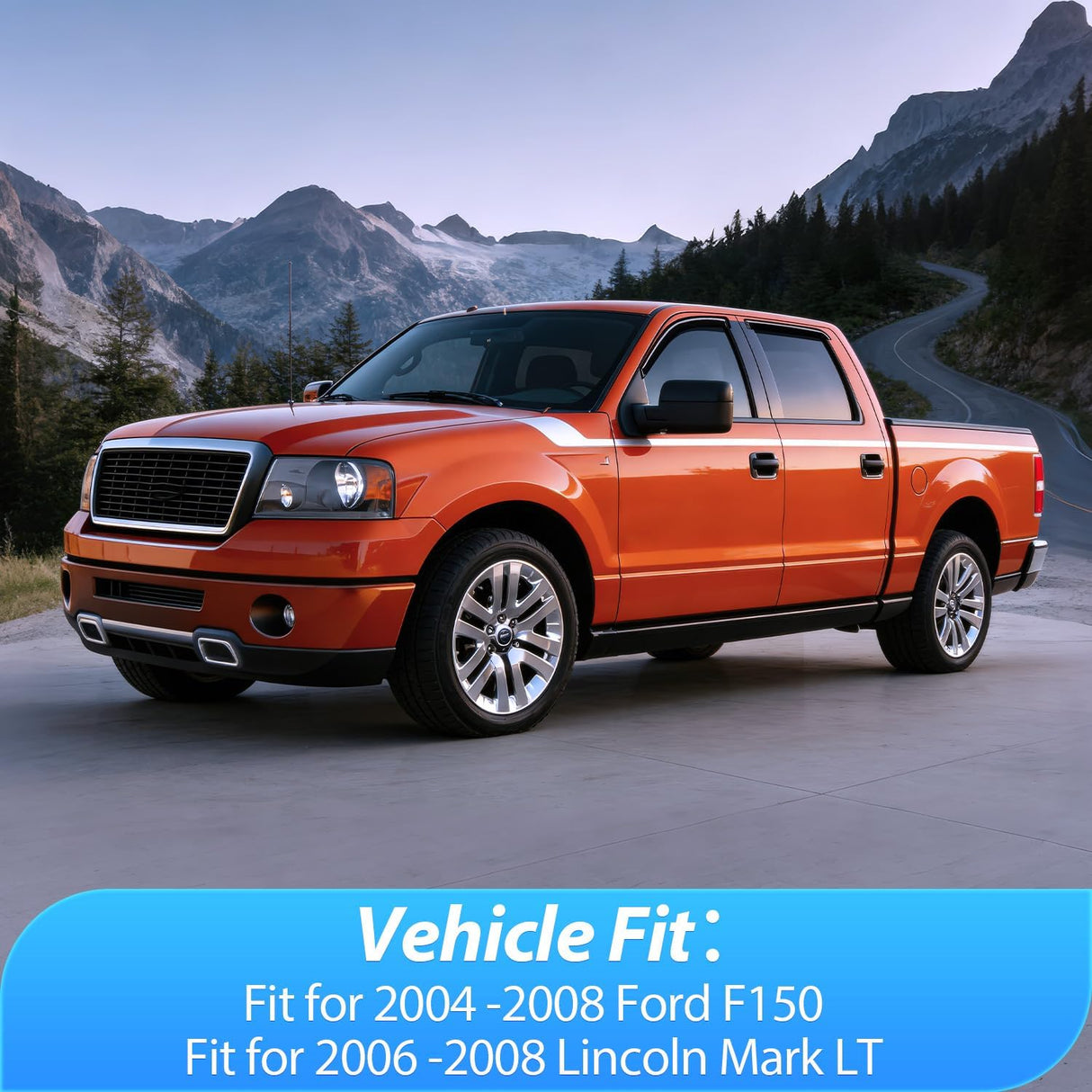 Out-Channel Rain Guards for Ford F150 Crew Cab 2004-2008, 4PCS | Tape-On Smoke Window Visors, Helps Reduce Wind Noise, Fits F150 2004 2005 2006 2007 2008, Lincoln Mark LT 2006 2007 2008