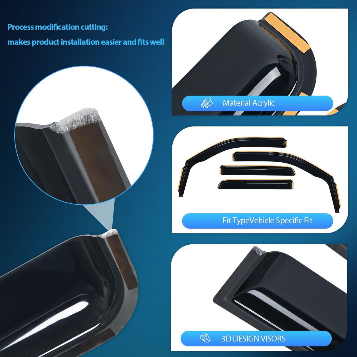 2009-2014 Ford F150 SuperCrew SVT Raptor SuperCrew Rain Guards Acrylic 4Pcs Nilight