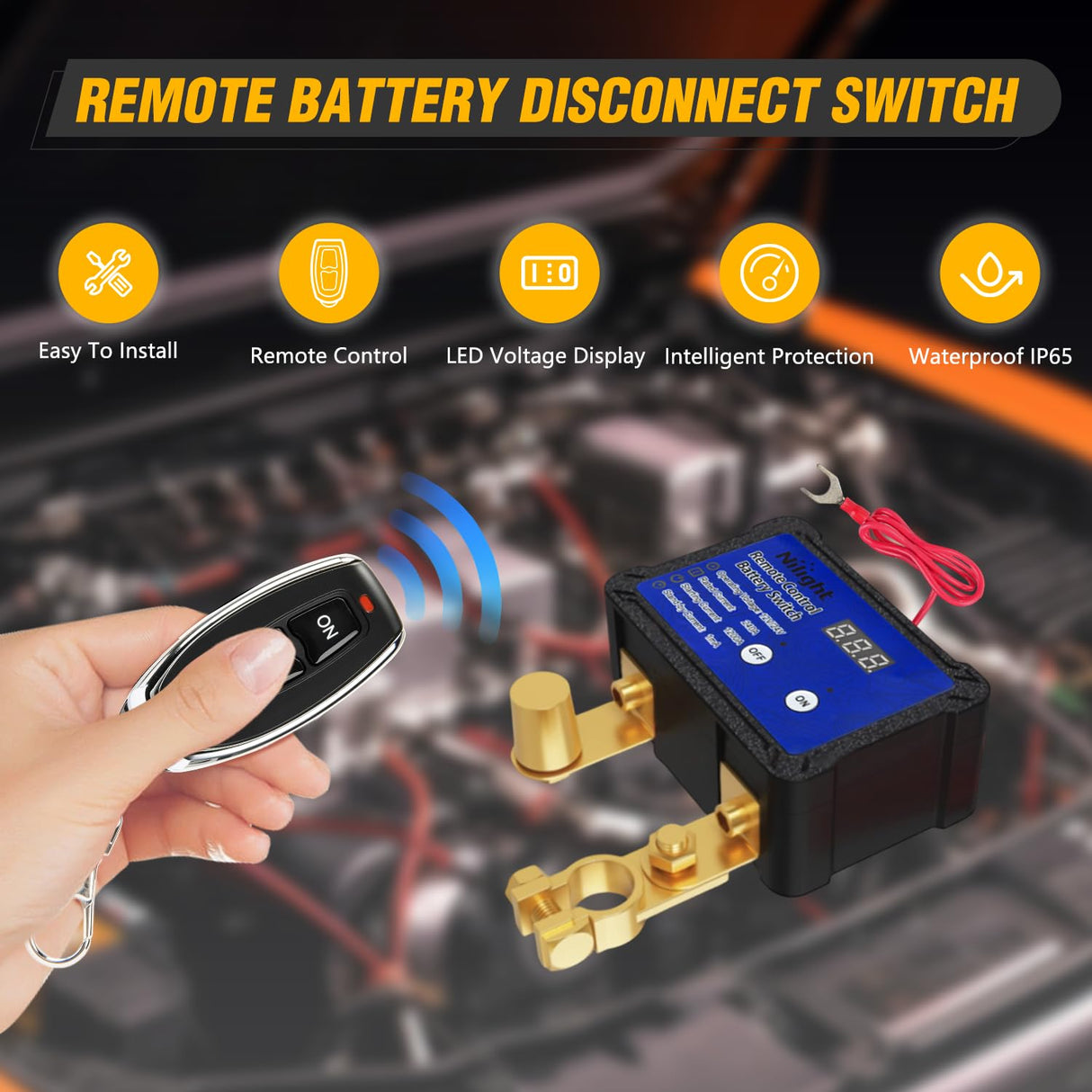 240A Remote Battery Disconnect Switch 12V 24V Car Smart Anti-Theft Kill Switches Upgrade Prevent Power Drain Wireless Remote Control Relay Fobs Voltmeter Display for Auto Cars Truck RV Boat