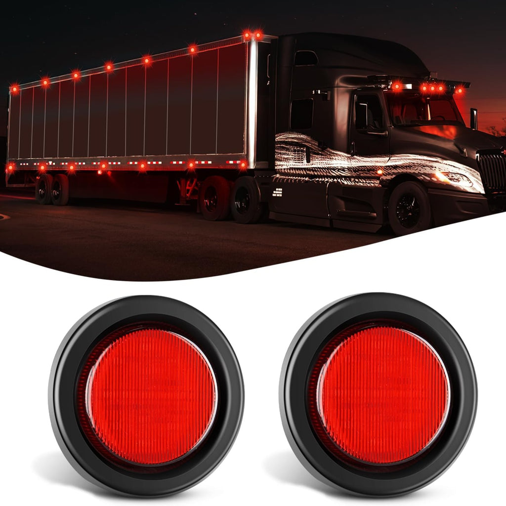 Trailer Light 2.5" Red 13 Leds Round Marker Clearance Light (Pair)