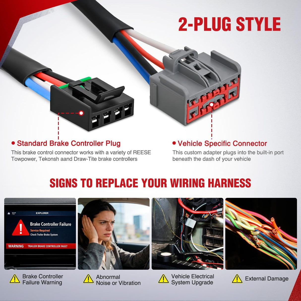 Wiring Harness Kit Brake Controller Wiring Harness Adapter for GMC Sierra 1500 2019-2024, 2500 3500 2020-2023, Yukon 21-22, Chevrolet Silverado 1500 2019-2024, 2500 3500 2020-2024, Suburban and Tahoe 2021 2022