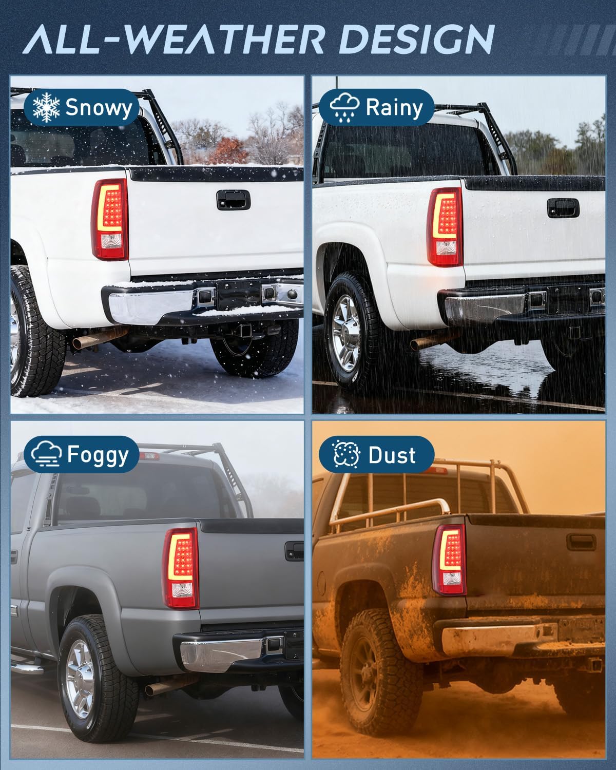 Taillight Assembly Compatible with 2003 2004 2005 2006 Chevy Silverado 1500 1500HD 2500 2500HD 3500 2007 Chevrolet Classic Incandescent Type Upgrade LED Tube Tail Lights Rear Brake Lamps