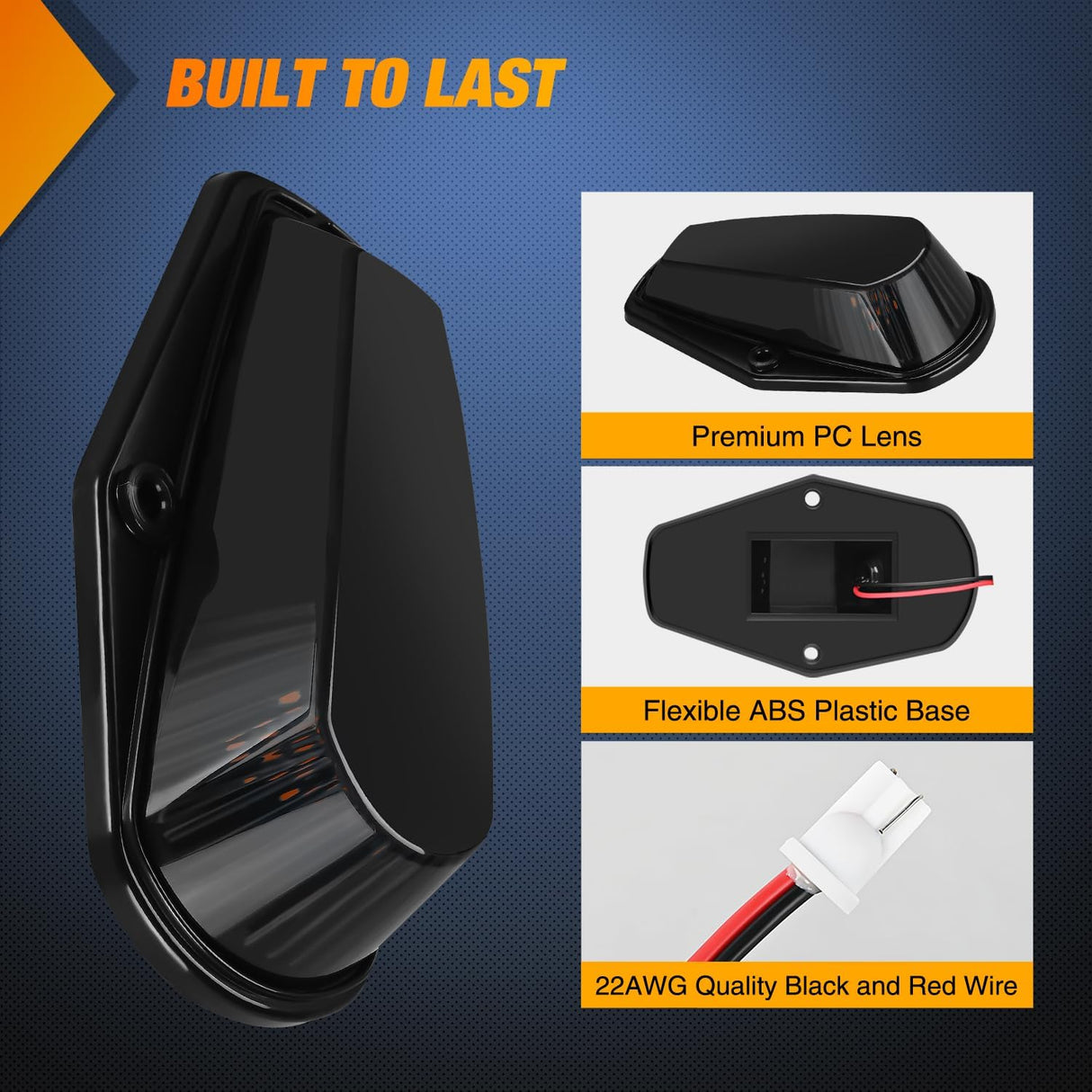 LED Cab Marker Lights 5 PCS 16 LED Smoke Lens Amber Clearance Roof Running Light Compatible with1984-1997 Ford F150 F250 F350 Pickup Trucks 1988-1997 Ford F Super Duty