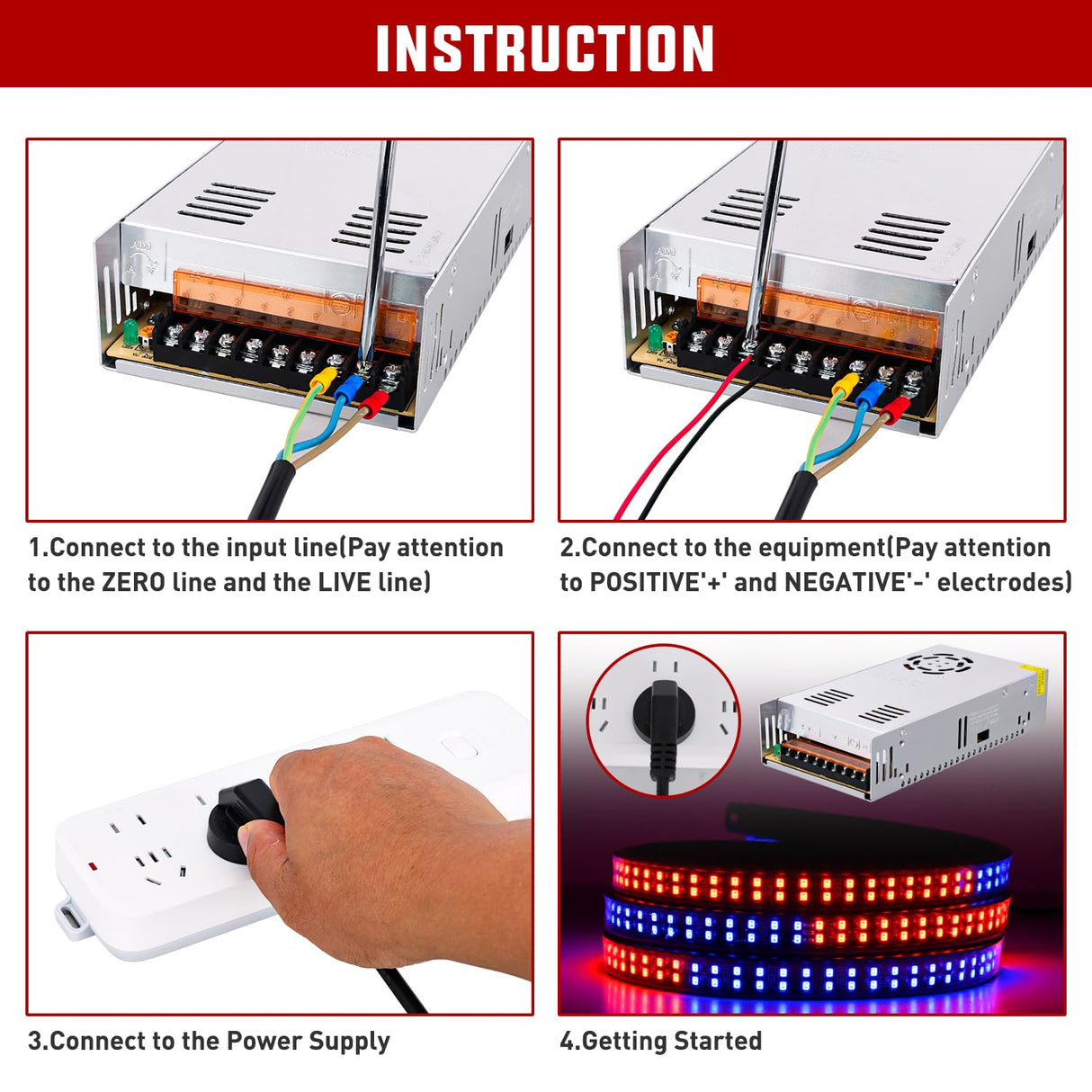AC 110V/220V to DC 12V Voltage Converter 50A 600W Switching Power Supply Adapter Transformer Low Voltage Output LED Driver for LED Strip Light Radio CCTV Camera Security Video System