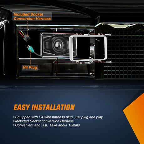 4x6Inch LED Hi/Lo Sealed Beam Headlights 60W H4651 H4652 H4656 H4666 H6545 Black 4Pcs Nilight