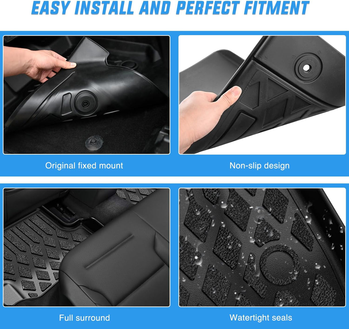 TPE Floor Mats for Toyota Corolla 2008 2009 2010 2011 2012 2013 | All Weather Custom Fit Heavy Duty Floor Liners
