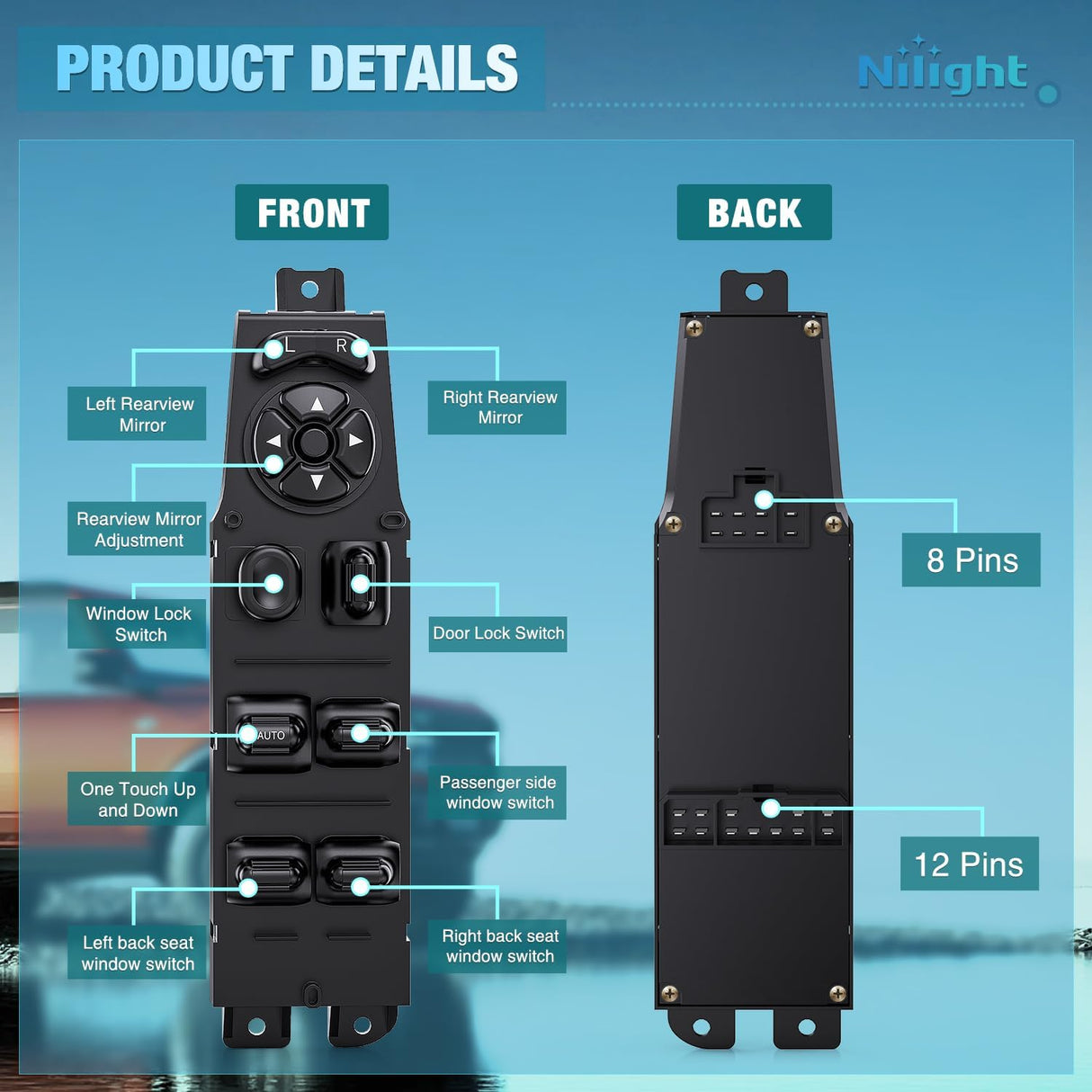 1997-2001 Jeep Cherokee Front Left Driver Side Power Master Window Switch Nilight