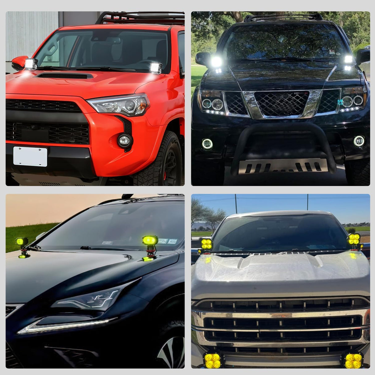 LED Light Bar Mounting Bracket 2PCS Universal Adjustable Pillar Hood Fog Pods Work Lamp No Drilling Aluminum Mount Clamp Holder for Truck SUV Pickup Van 4x4 Off-Road, Red