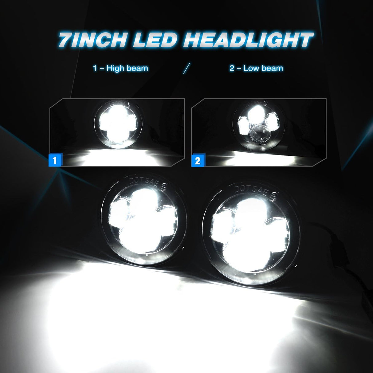 2PCS 7 Inch LED Headlight Compatible with Jeep 2PCS 4 Inch LED Fog Light for Jeep Wrangler 97-17 JK LJ CJ