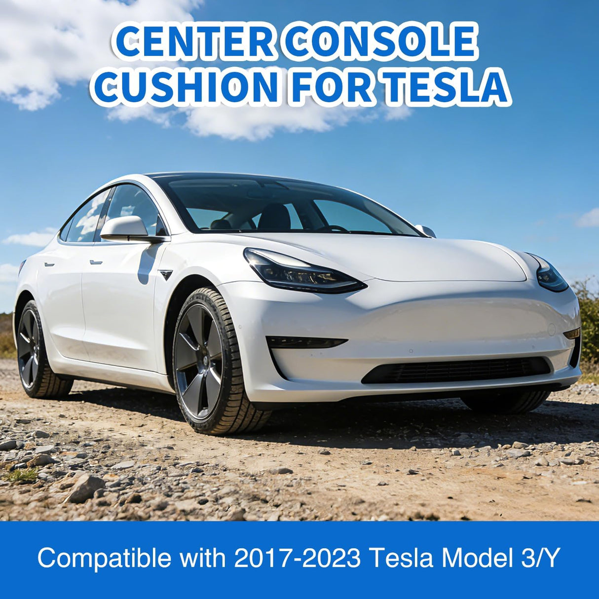 Center Console Cover Fit for 2017-2023 Tesla Model 3 2020 2021 2022 2023 Model Y PVC Leather Middle Console Cover Tesla Model 3/Y Car Center Console Cushion Pad Car Armrest Box Cover-Black