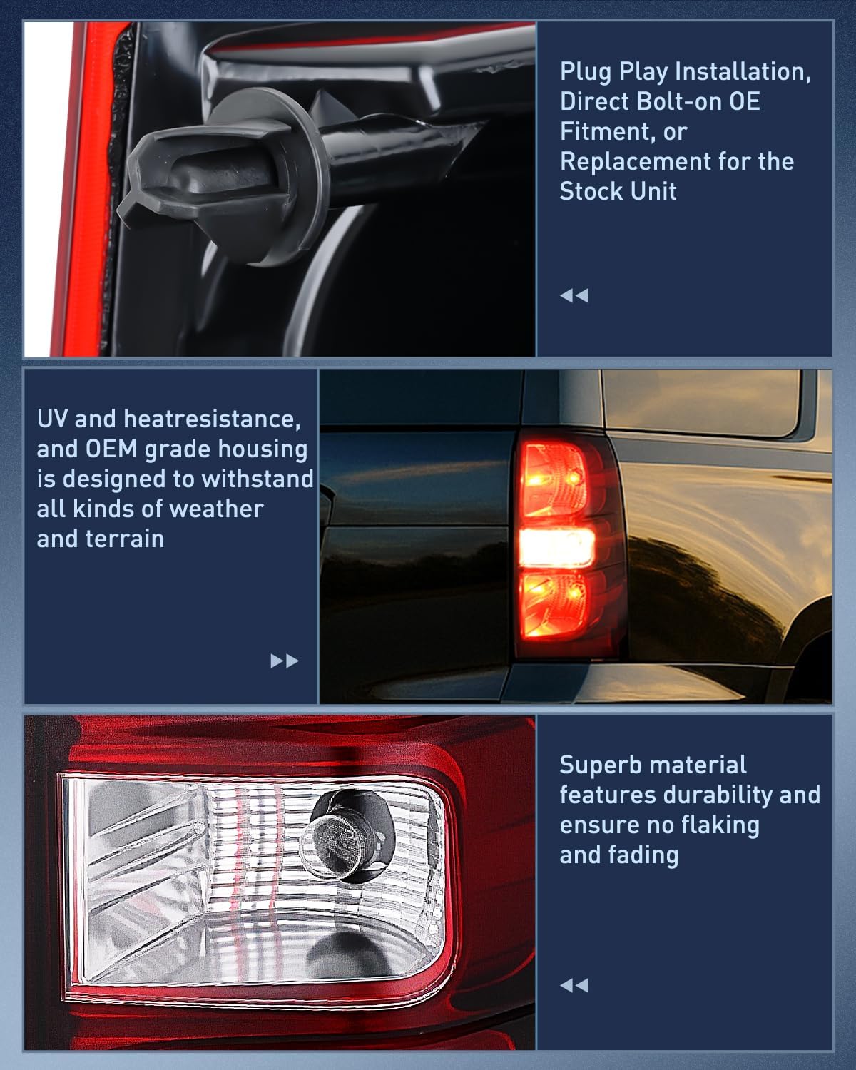 Taillight Assembly Compatible With 2007 2008 2009 2010 2011 2012 2013 2014 Chevy Chevrolet Tahoe Suburban Tail Lights Rear Lamps Replacement Passenger Side Dark Red