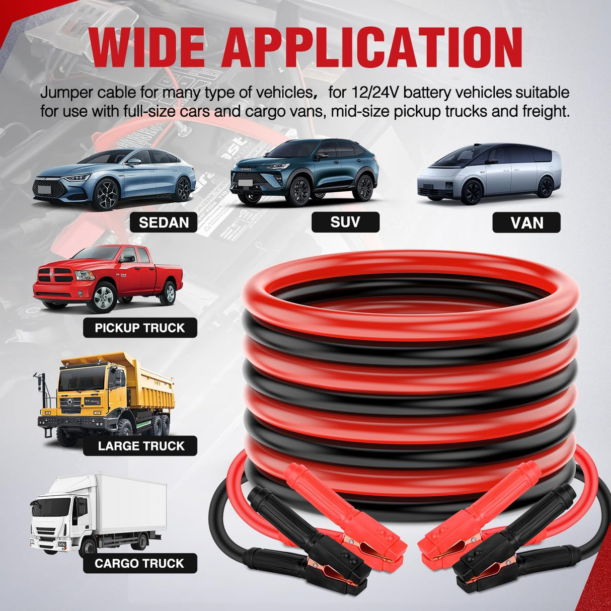 0 Gauge 20FT 1000A Car Battery Jumper Cables Kit | Heavy Duty Booster Jump Start Cable with Storage Bag for Jump Starting Dead or Weak Batteries for Pickup Truck RV Vans SUV