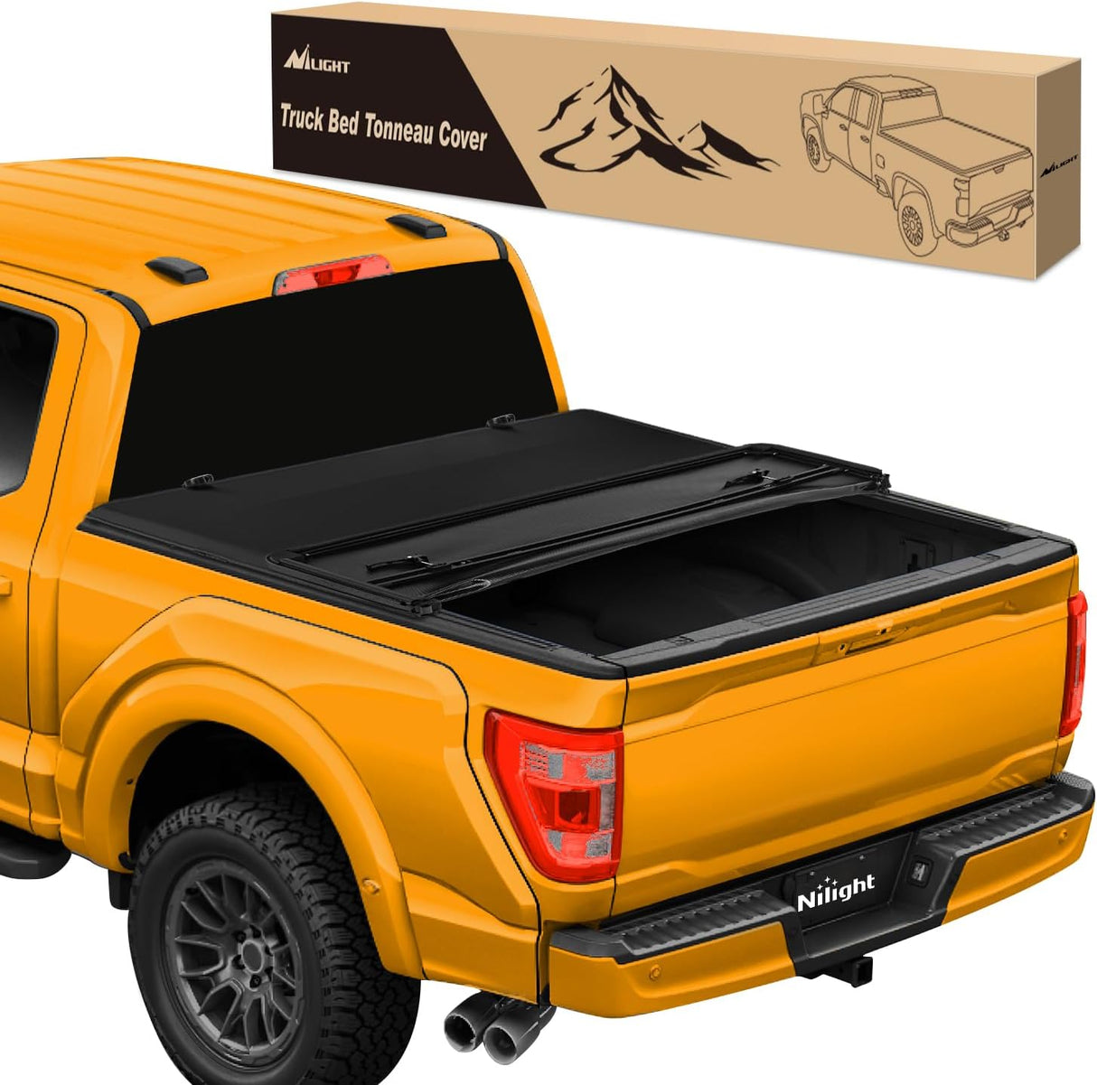 Soft Tri-fold Truck Bed Tonneau Cover Compatible with Ford F150 2015 2016 2017 2018 2019 2020 2021 2022 2023 2024 2025-5.5ft