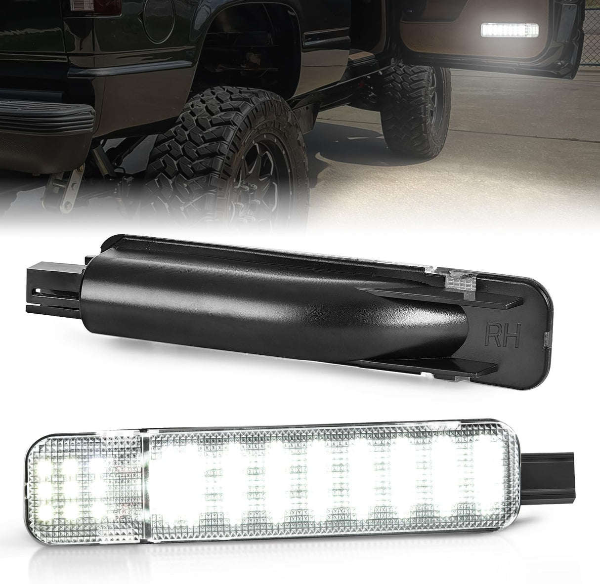 2PCS LED Interior Door Panel Light Courtesy Warning Lights White Beam Plug and Play Compatible with Chevy GMC C/K Silverado Sierra 1500 2500 3500 HD Suburban Cadillac Escalade Hummer H2