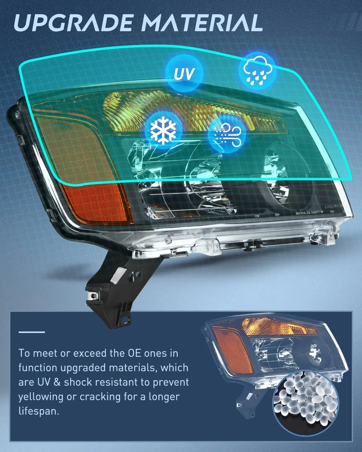 Headlight Assembly Headlight Assembly Black Case Amber Reflector 2004-2015 Titan 2005-2007 Armada 2004 Pathfinder Armada (Pair)