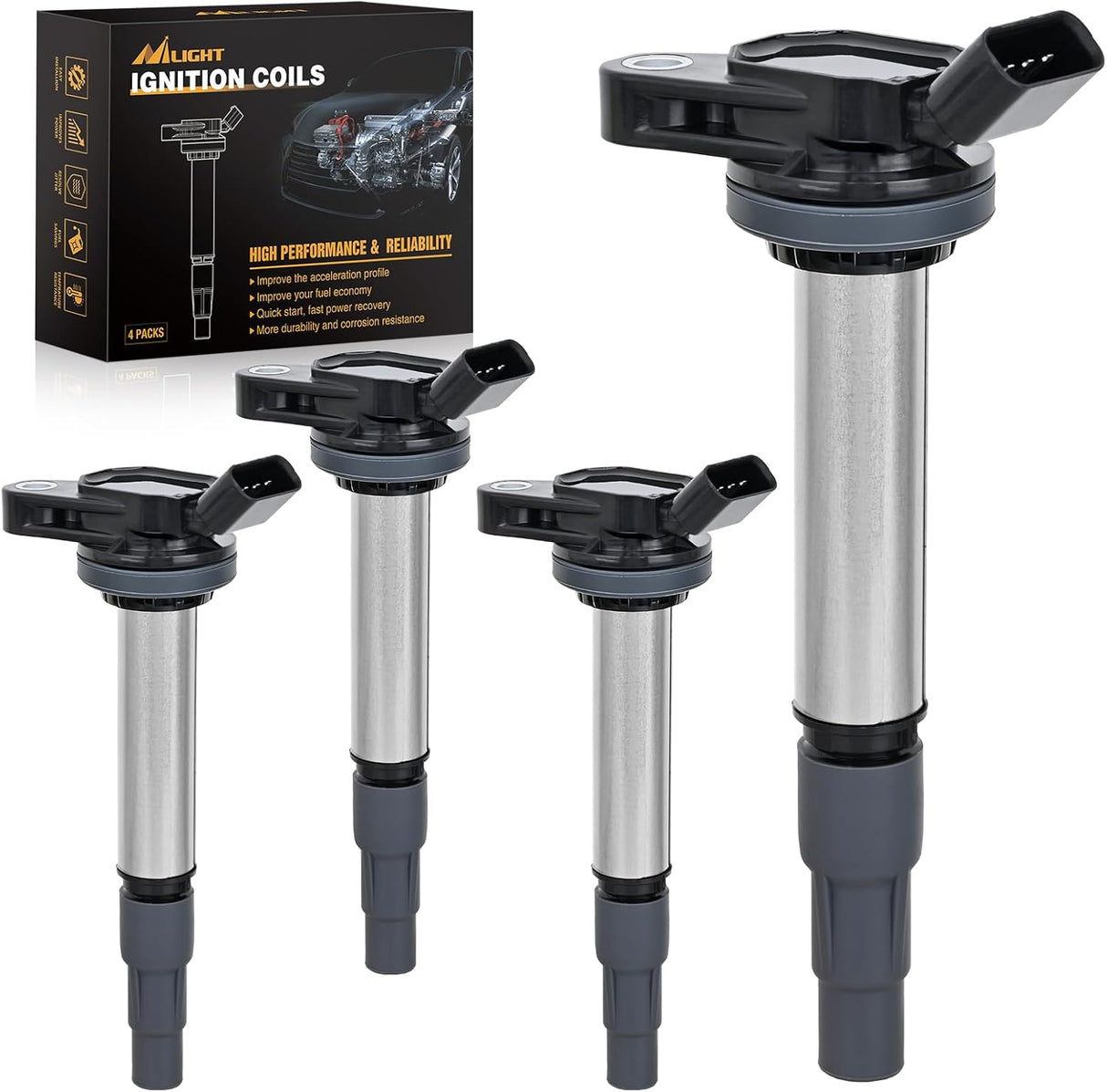 Ignition Coil Pack UF596 Fit for Toyota Lexus Pontiac Vibe Scion IM/XD Corolla Matrix Prius V CT200H 2008 2009 2010 11 12 13 14 15 16 2017 1.8L L4 OE# C1714 90919-02252 Ignition Coils Set of 4