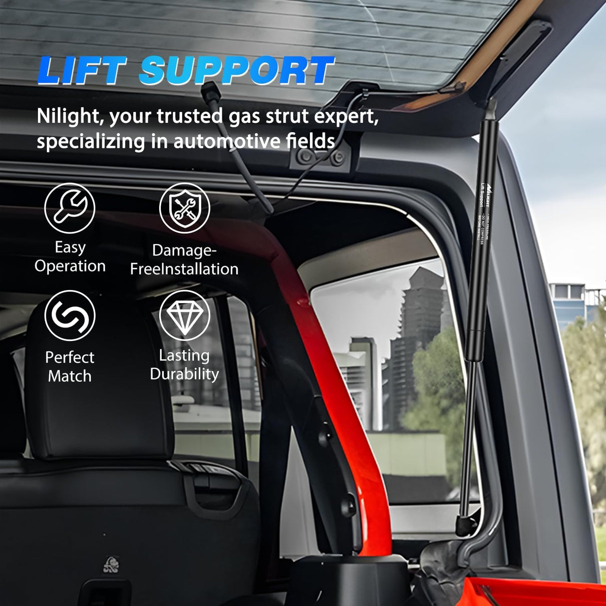 Rear Window Glass Struts 6678 for Jeep Wrangler 2011-2015, Rear Shocks Gas Struts 20 Inch, 2PCS Set Rod