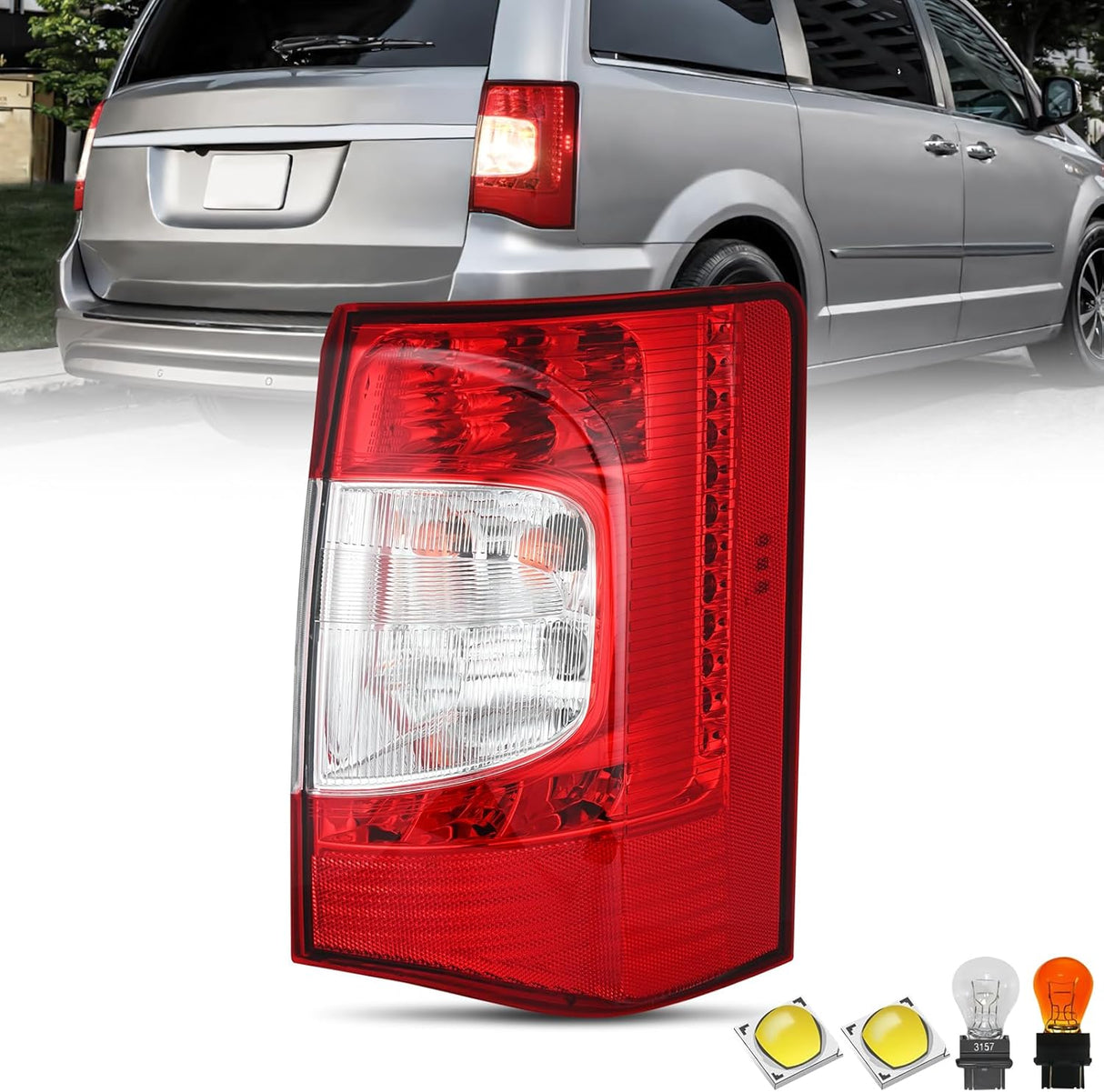 Taillight Assembly Compatible with 2011 2012 2013 2014 2015 2016 Chrysler Town & Country with LED Type Taillights Only Rear Lamp OE Style Passenger Side