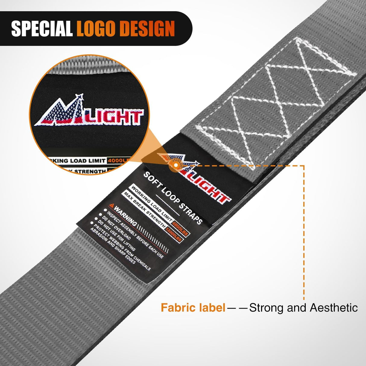 Soft Loop 1.7 Inch×17 Inch Motorcycle Tie Down Straps Heavy Duty 12000Lbs Max Break Strength for Securing ATV UTV Kayak Moving Cargo (8PK-Grey)