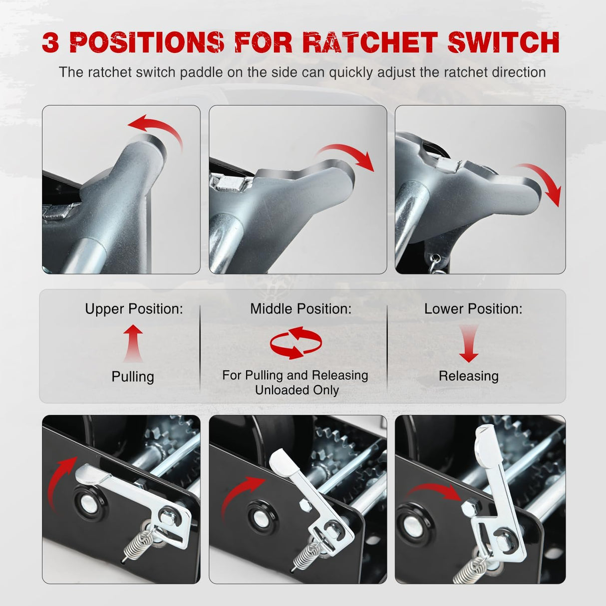 Boat Trailer Winch 3500 Lbs Hand Crank Winch Heavy Duty Boat Winches with 33Ft Strap Rope Hook Two Way Ratchet 4:1 8:1 Gear Portable Marine Manual Winch for Trailers Boat RV ATV Jet Ski Towing