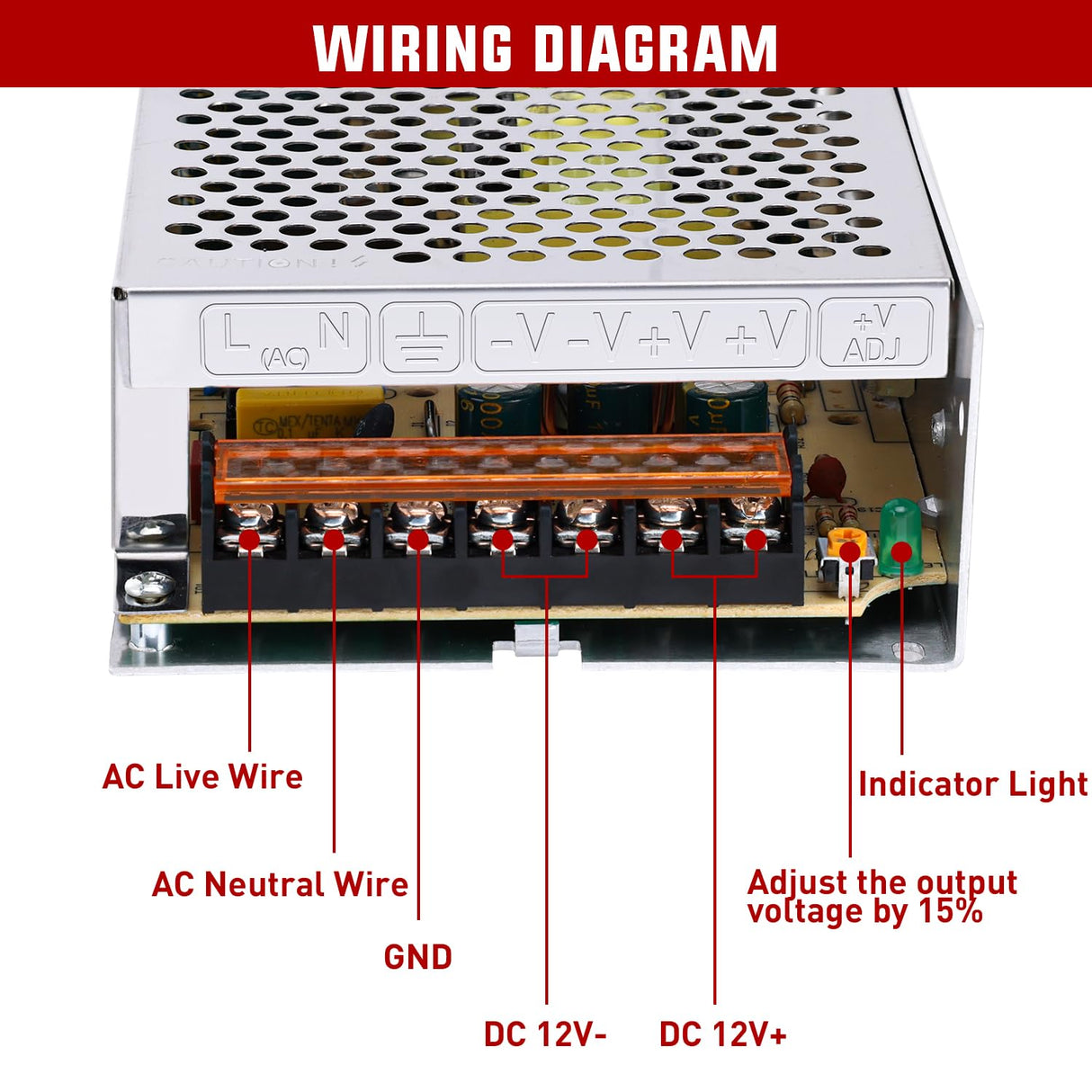 AC 110V/220V to DC 12V Voltage Converter 10A 120W Power Supply | Switching Power Supply Adapter Transformer Low Voltage Output LED Driver for LED Strip Light Radio CCTV Camera video System