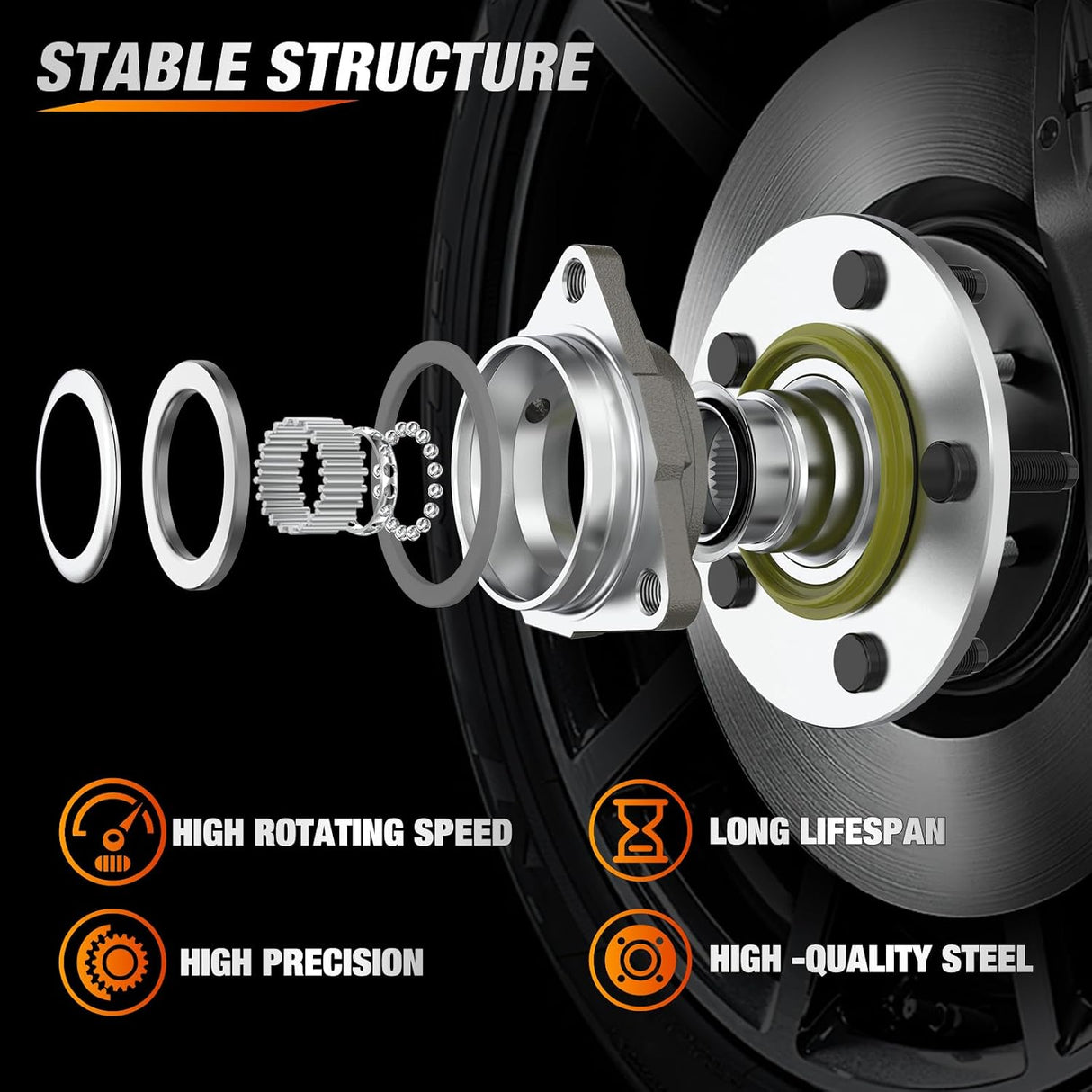 Front Wheel Bearing Hubs for Dodge Ram 1500 2009-2010, W/ABS-2Pack | Direct Replacement, Smooth & Quiet Operation, Heavy-Duty Construction