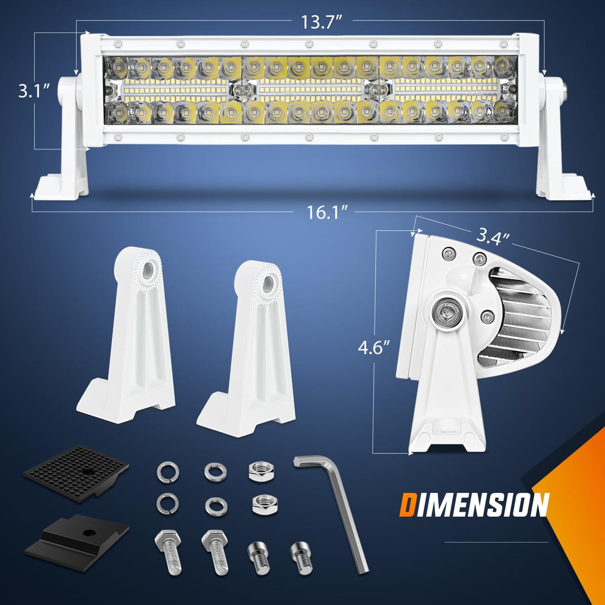 Marine LED Light Bar Navigation Lights 13.5 Inch White Spot Flood Combo Ponton Boat Deck Dock Lighting for Night Fishing T-top Stern Yacht Port Sailboat Trucks Tractors