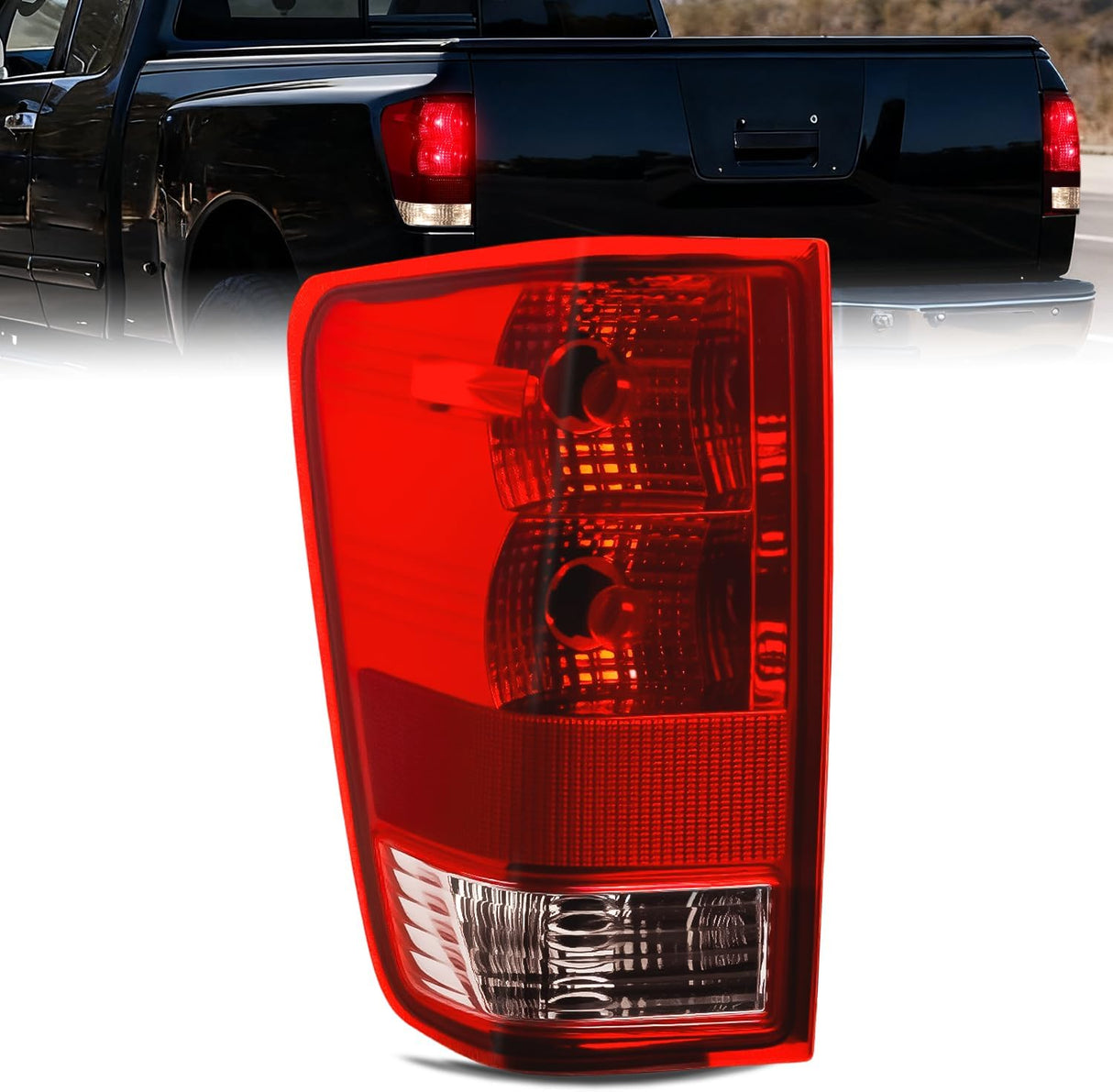 Taillight Assembly Compatible with 2004-2015 Nissan Titan Red Lens | Tail Light OE Style Rear Lamp Replacement Driver Side