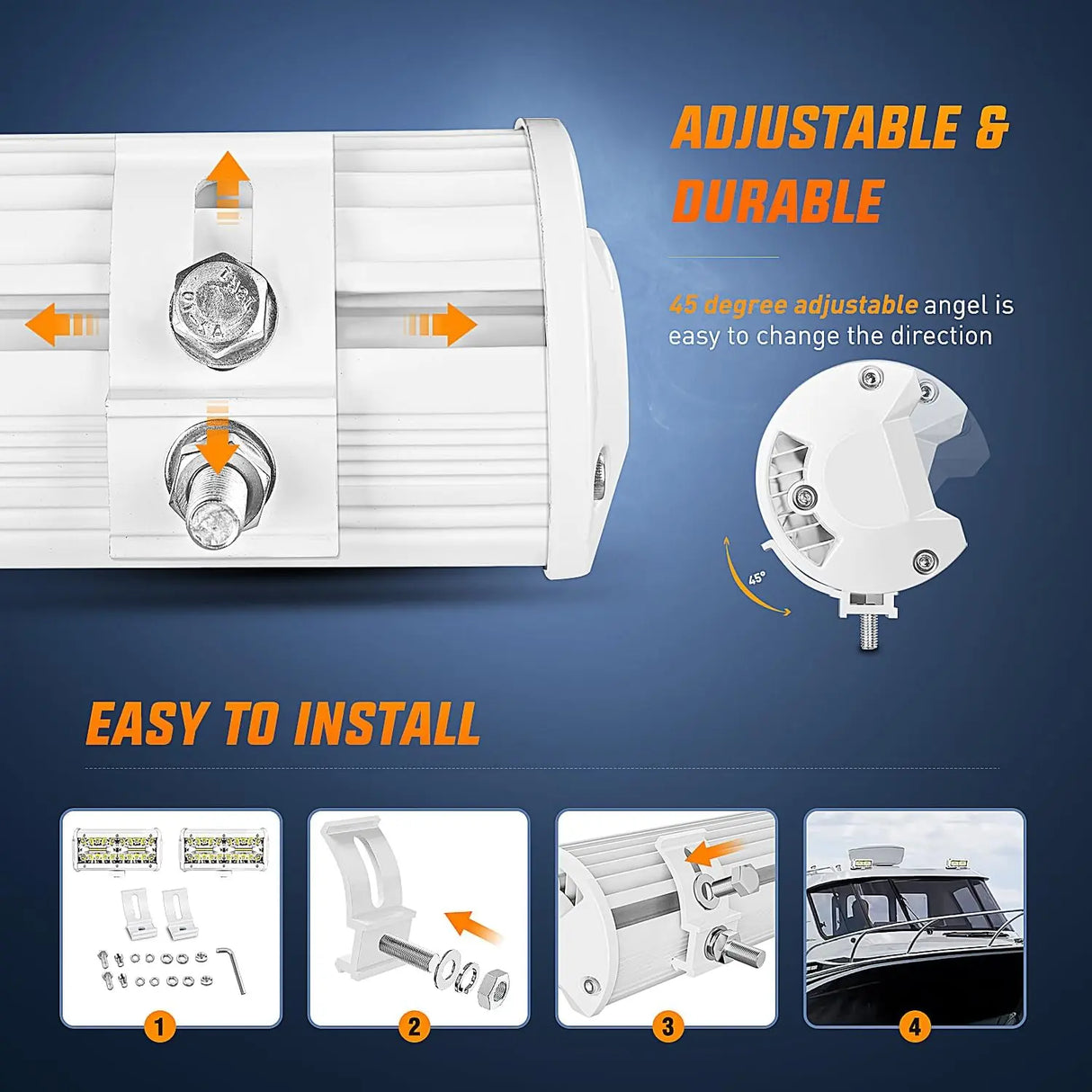 6.5" 120W Spot Flood Combo White Case Led Light Bar (Pair) Nilight