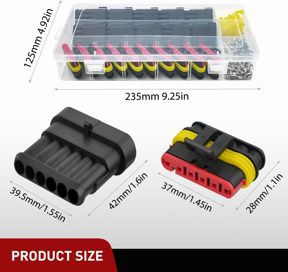 260PCS 6 Pin Electrical Connector Plug Male Female Terminal Wire Connector Nilight