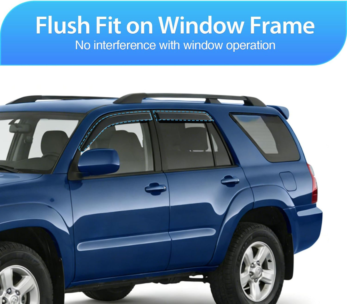 Window Visors for Toyota 4Runner 2003 2004 2005 2006 2007 2008 2009 | Fresh Air Ventilation, Rain & Sun Protection Vent Visors Window Deflectors Smoke Tint, 4PCS