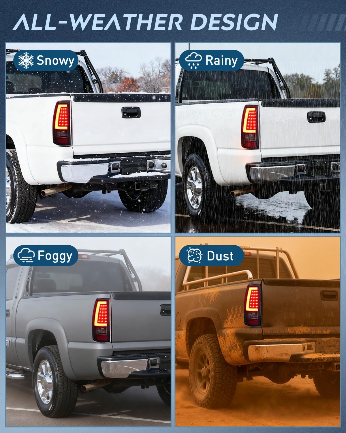 Taillight Assembly Compatible with 2003 2004 2005 2006 Chevy Silverado 1500 1500HD 2500 2500HD 3500 2007 Chevrolet Classic Incandescent Type Upgrade LED Tube Tail Lights Rear Brake Lamps