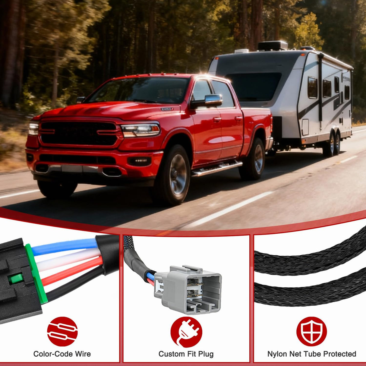 Wiring Harness Kit Brake Controller Wiring Harness Adapter for 2015-2021 Ram 1500 2500 3500, 1500 Classic 4500 5500 2019-2021, Ram 4500 5500 2016-2021 Towing Hitch Trailer RV
